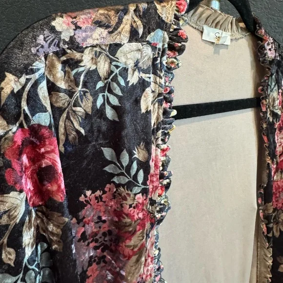 Easel Los Angeles Velvet Floral Kimono Cardigan – Size Small - Picture 7 of 10